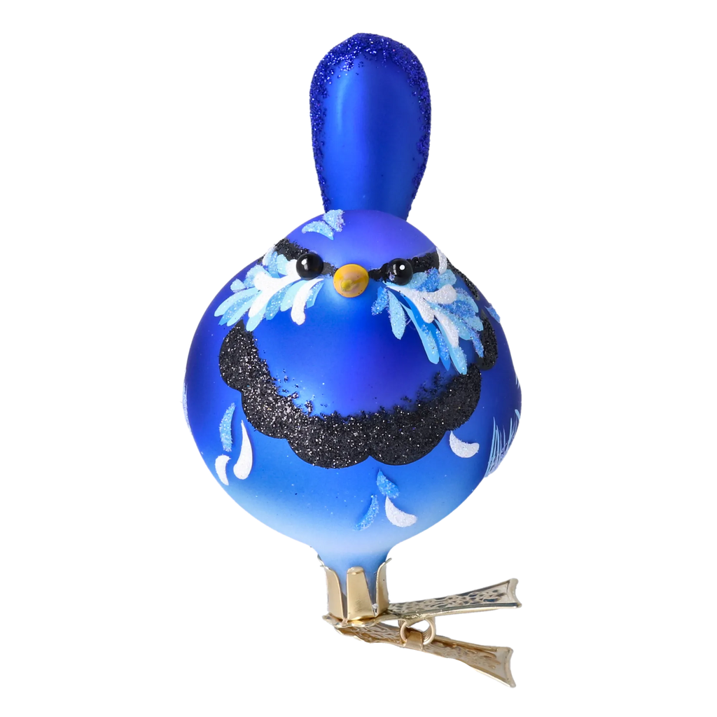 Gallant Indigo Songbird | Hand-Painted Glass Ornament | Blubom 2024-022