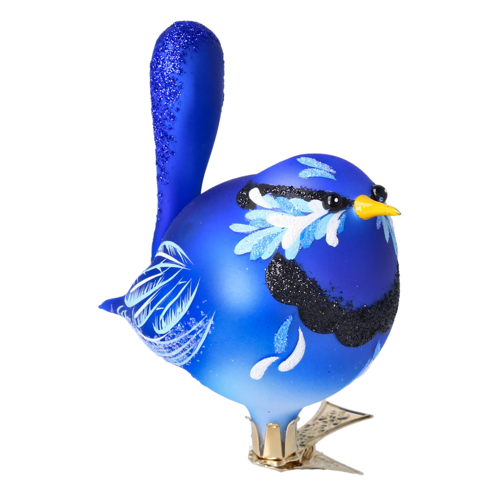 Gallant Indigo Songbird | Hand-Painted Glass Ornament | Blubom 2024-022