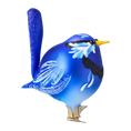 Załaduj obraz do przeglądarki galerii, Bird - Blue in the Garden. Handmade Glass Christmas ornament. 2024-022
