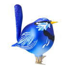 Gallant Indigo Songbird | Hand-Painted Glass Ornament | Blubom 2024-022