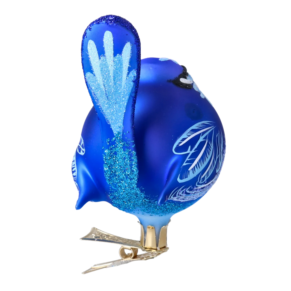 Gallant Indigo Songbird | Hand-Painted Glass Ornament | Blubom 2024-022