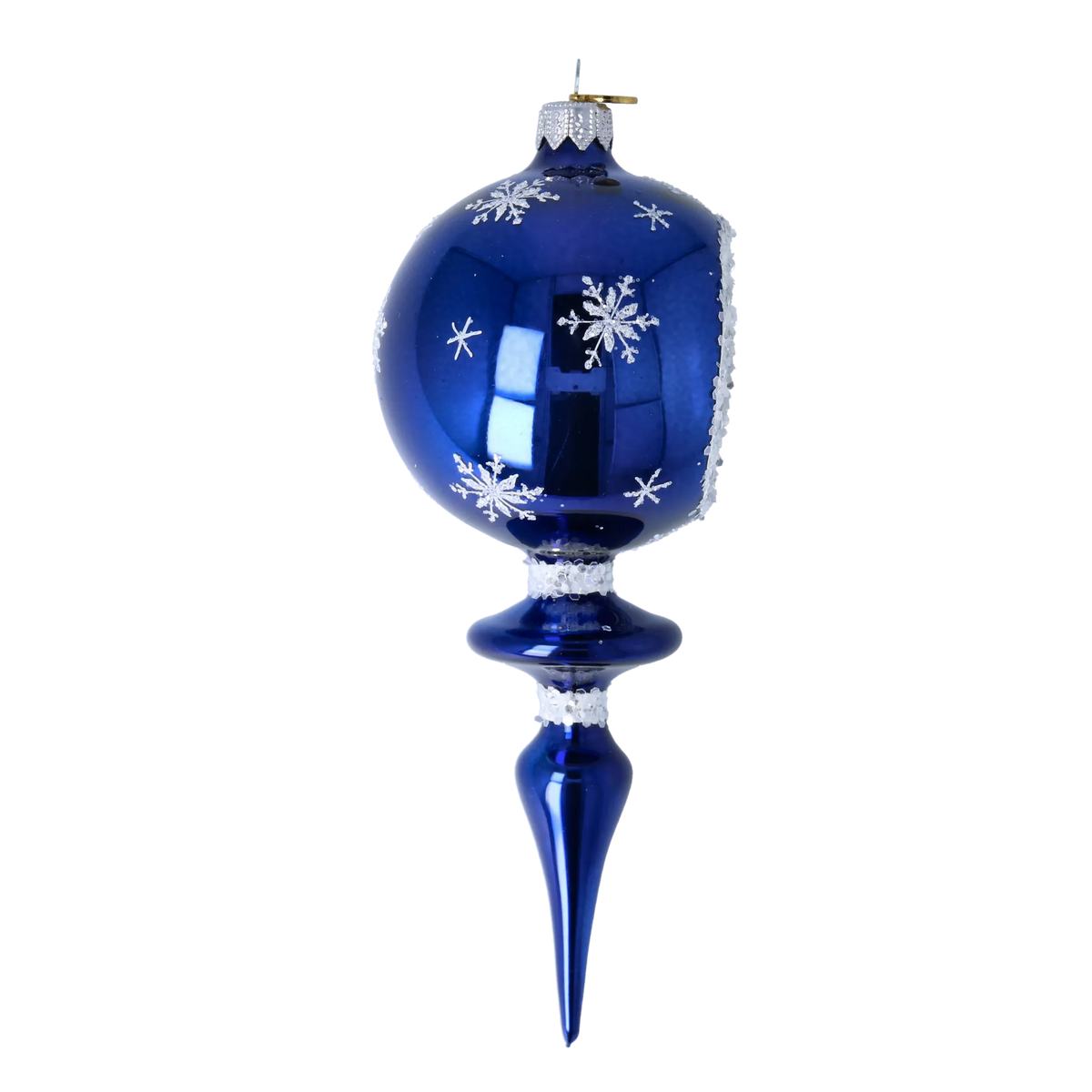 Cobalt Frost Halo | Hand-Painted Glass Ornament | Blubom 2024-027