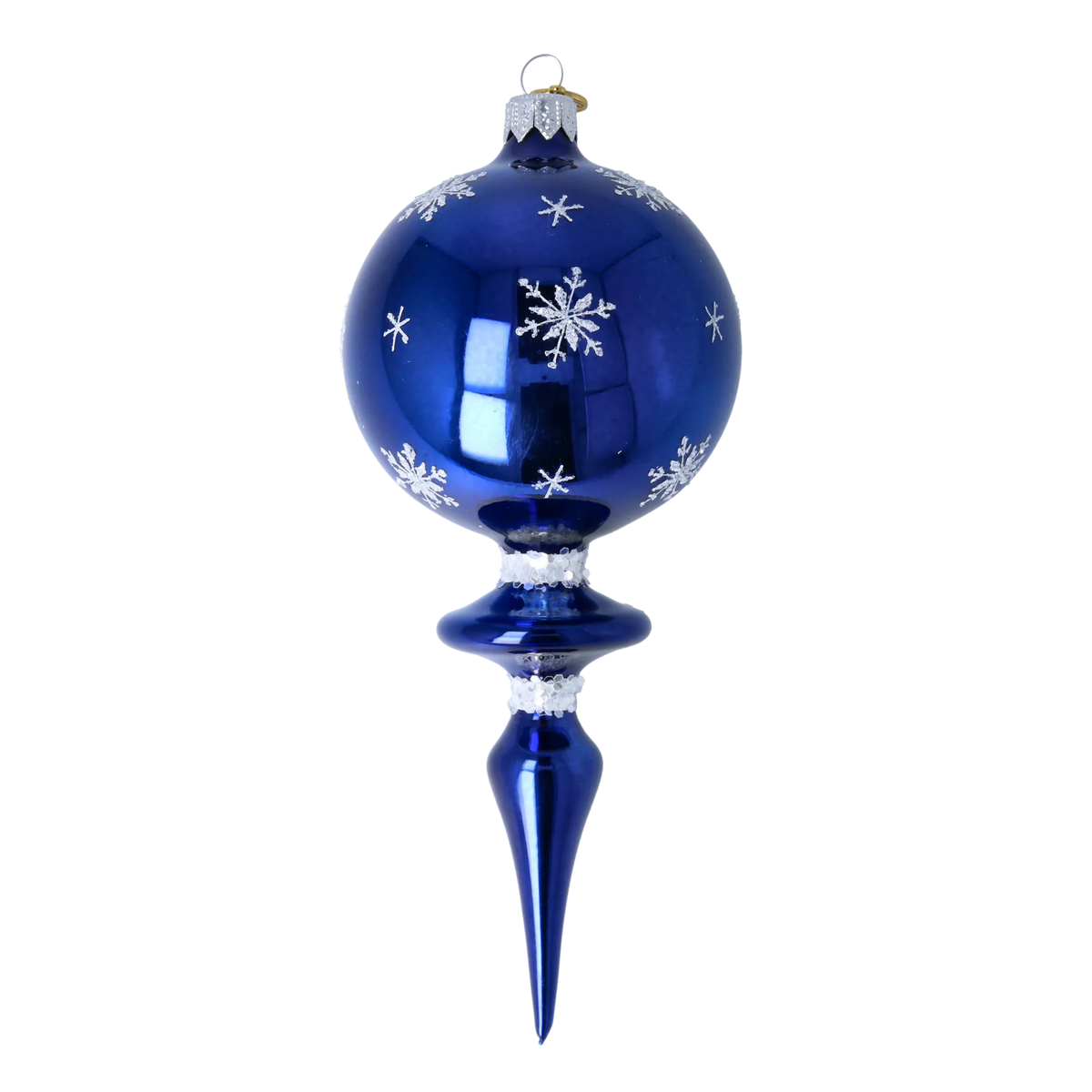 Cobalt Frost Halo | Hand-Painted Glass Ornament | Blubom 2024-027