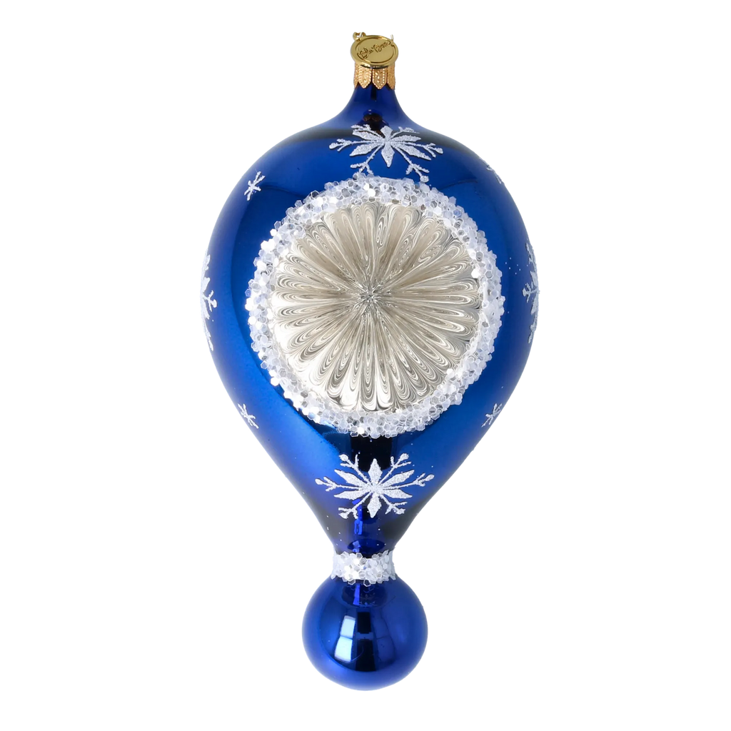 Cobalt Arctic Radiance | Hand-Painted Glass Ornament | Blubom 2024-032