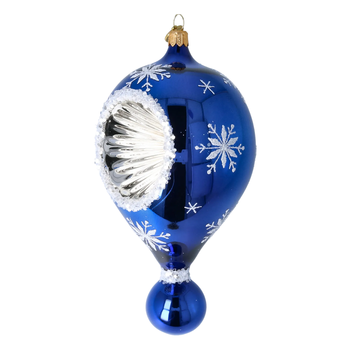 Cobalt Arctic Radiance | Hand-Painted Glass Ornament | Blubom 2024-032