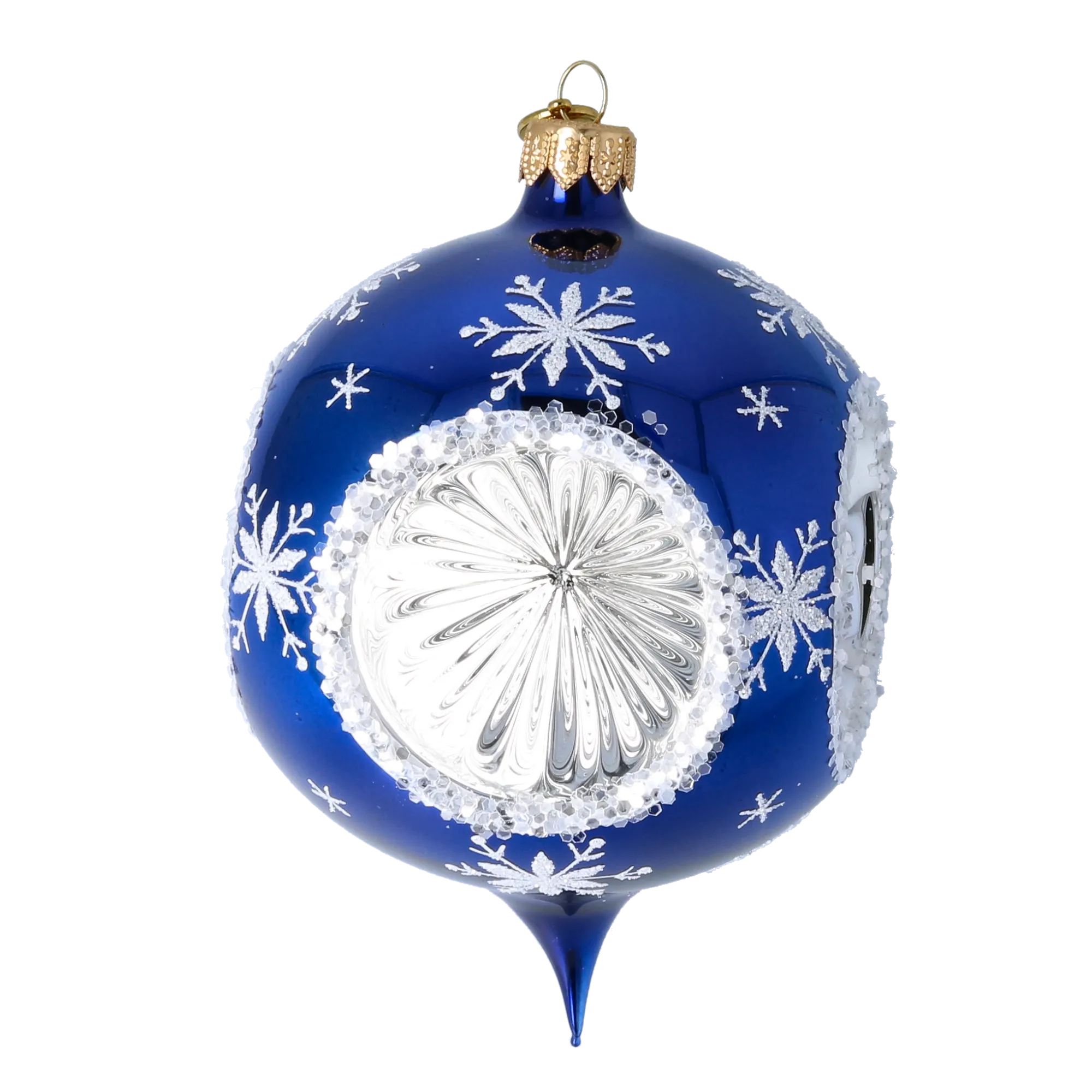 Frosted Twilight  Handmade Glass Christmas ornament  Drop with Reflector 2024-035