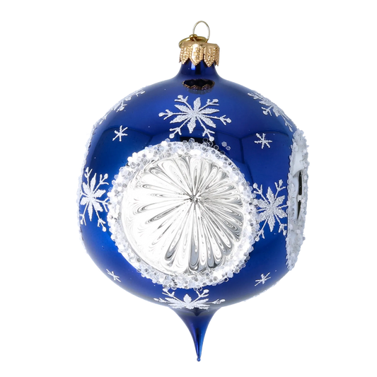 Frosted Twilight  Handmade Glass Christmas ornament  Drop with Reflector 2024-035