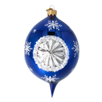 Sapphire Winter Nocturne | Hand-Painted Glass Ornament | Blubom 2024-036