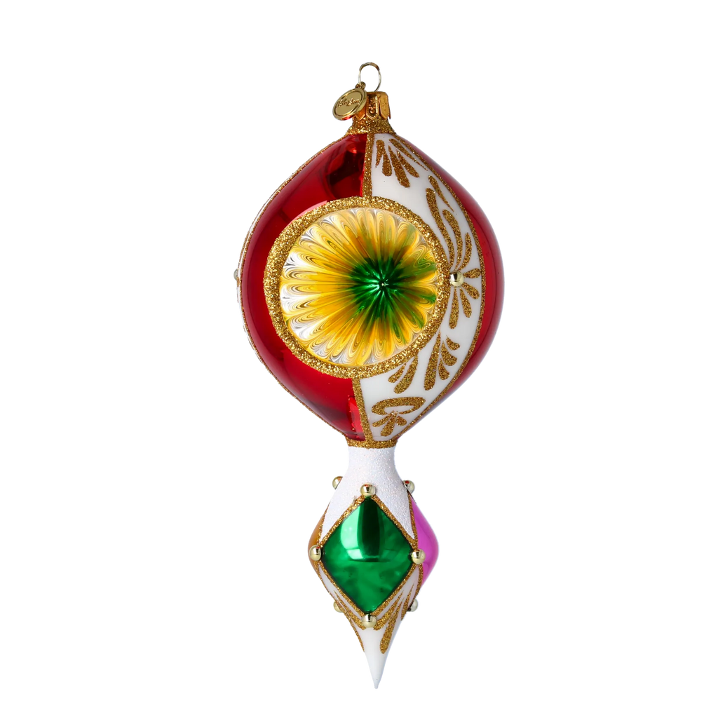 Garnet Ivory Solstice | Hand-Painted Glass Ornament | Blubom 2024-037