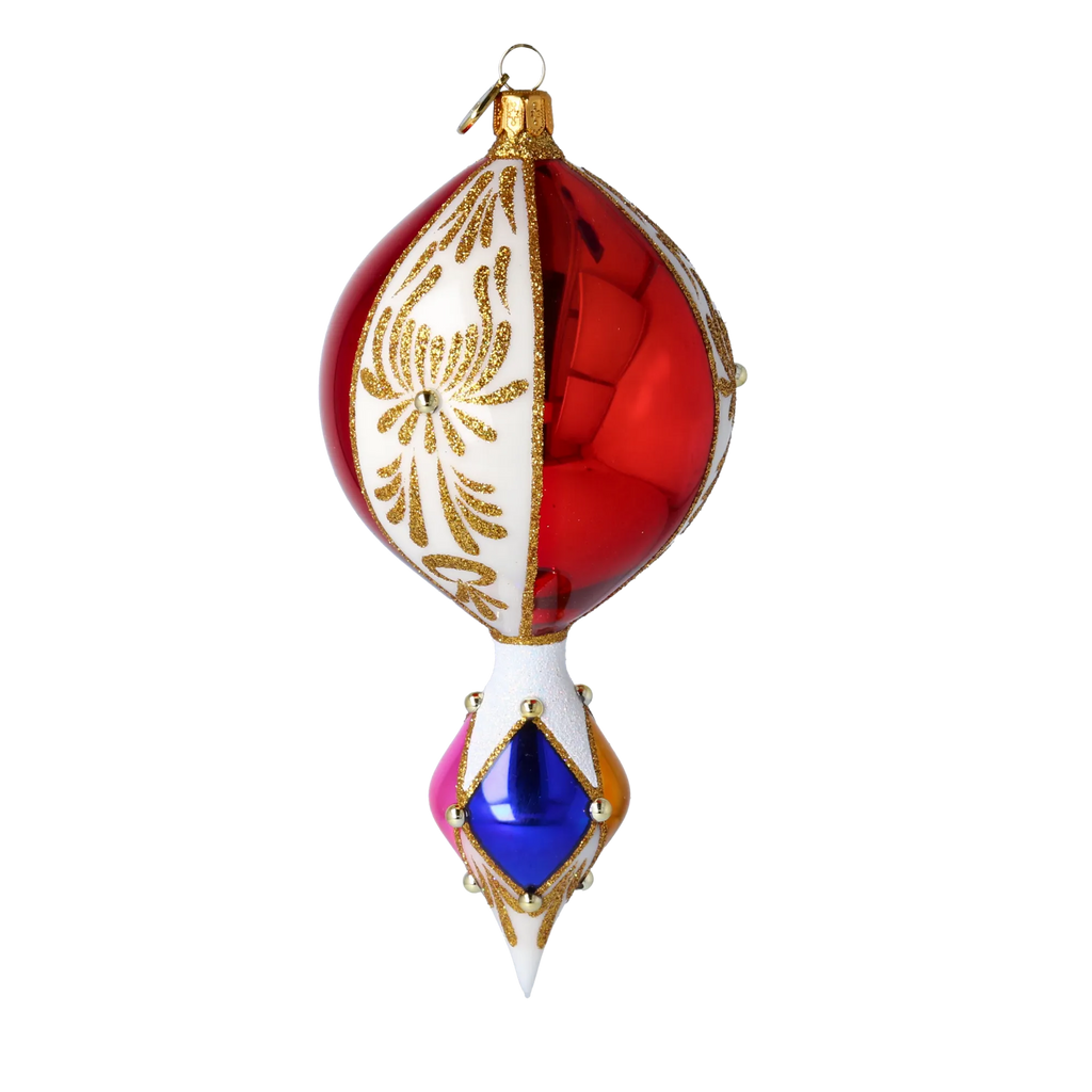 Garnet Ivory Solstice | Hand-Painted Glass Ornament | Blubom 2024-037