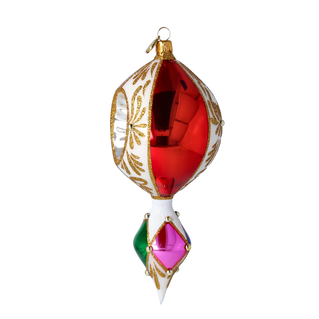 Garnet Ivory Solstice | Hand-Painted Glass Ornament | Blubom 2024-037