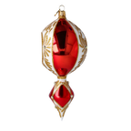 Gilded Crimson Solstice | Hand-Painted Glass Ornament | Blubom 2024-038
