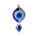 Sapphire Zenith Echo | Hand-Painted Glass Ornament | Blubom 2024-039