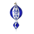 Load image into Gallery viewer, Frosted Indigo Jewel Drop Christmas Ornament. Handmade Glass ornament 2024-039
