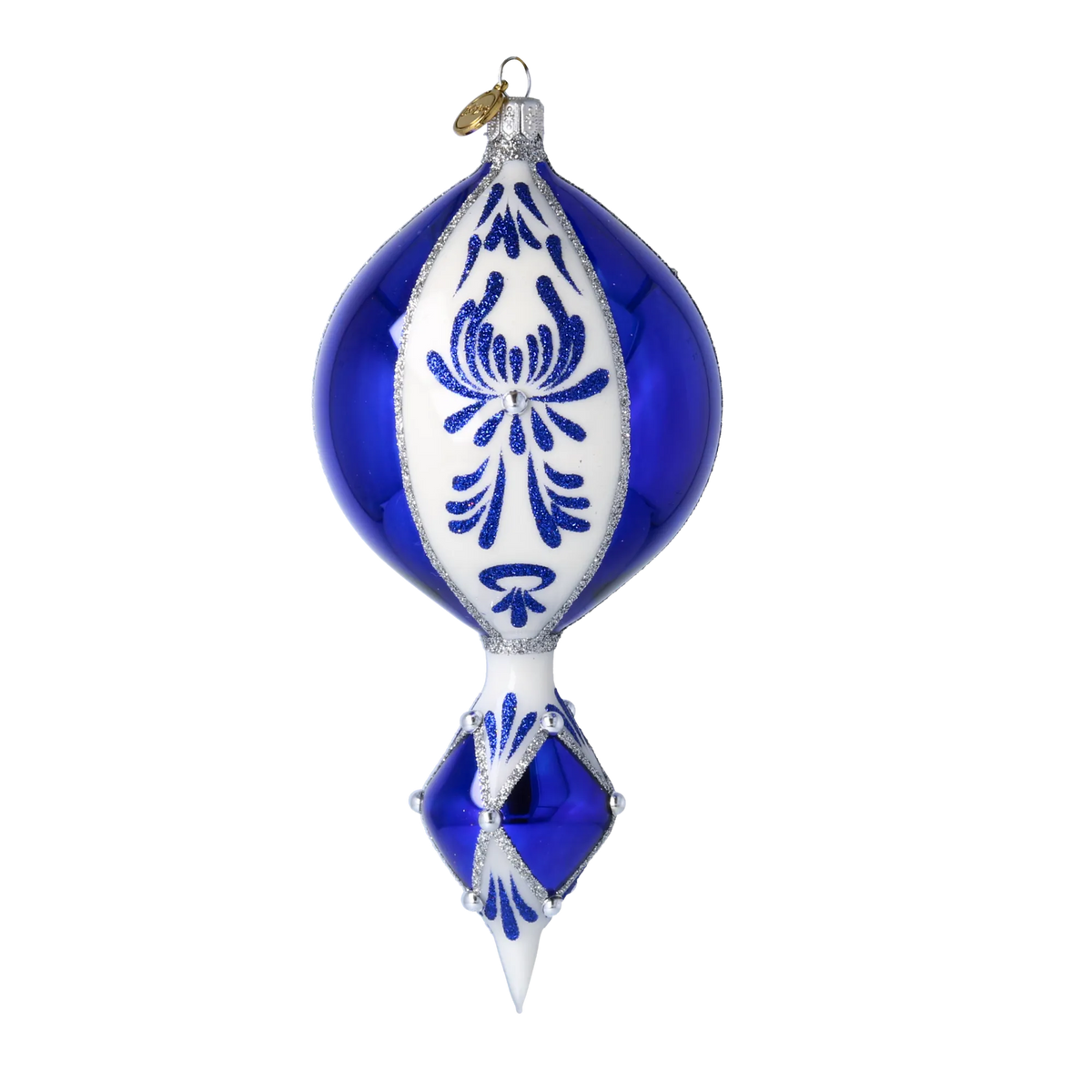 Sapphire Zenith Echo | Hand-Painted Glass Ornament | Blubom 2024-039
