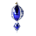 Load image into Gallery viewer, Frosted Indigo Jewel Drop Christmas Ornament. Handmade Glass ornament 2024-039
