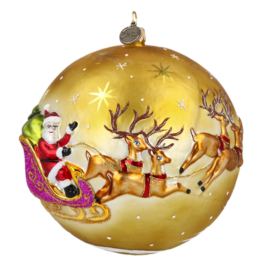 Golden Starlight Sleigh Premium christmas glass ornament 2024-040