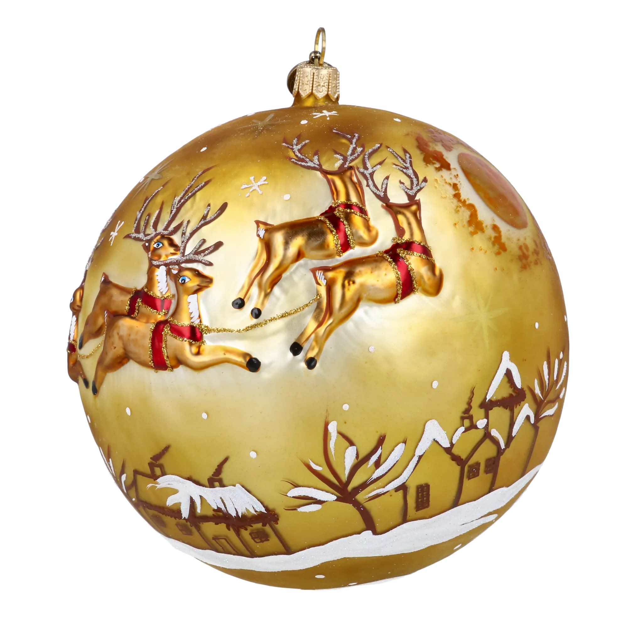 Golden Starlight Sleigh Premium christmas glass ornament 2024-040
