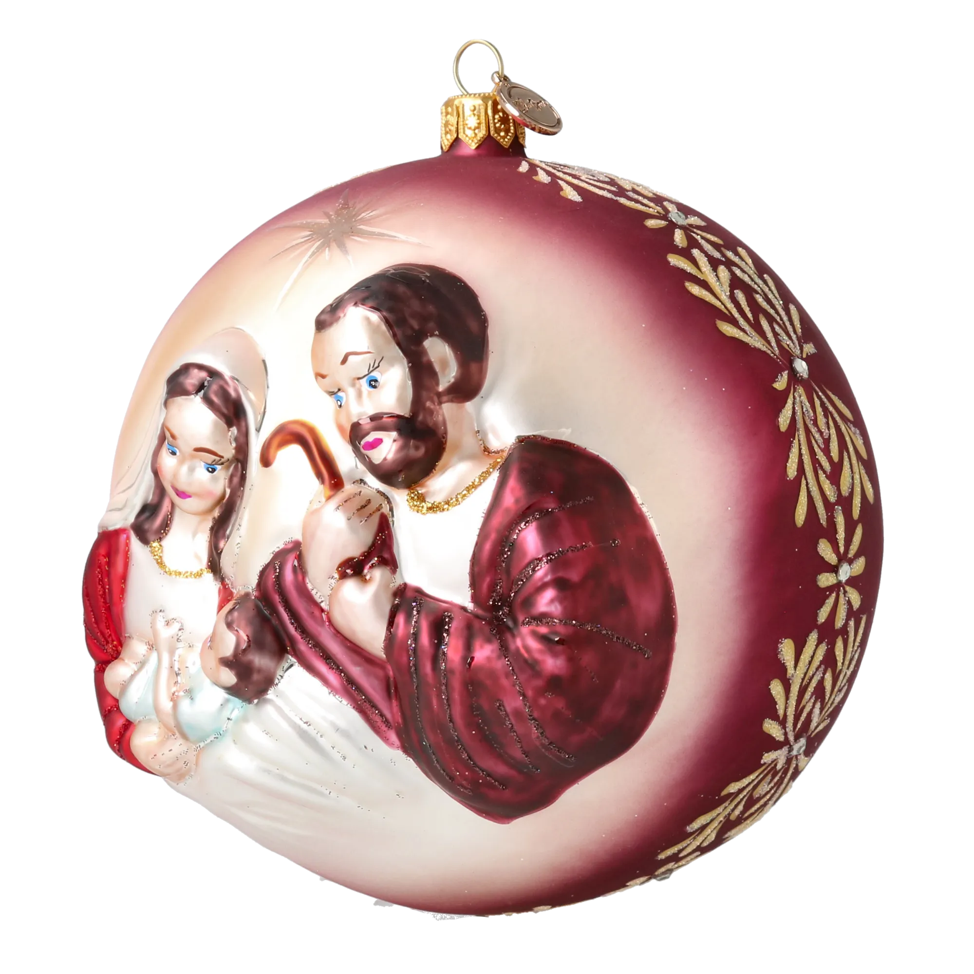 Sacred Crimson Nativity Premium christmas glass ornament 2024-042