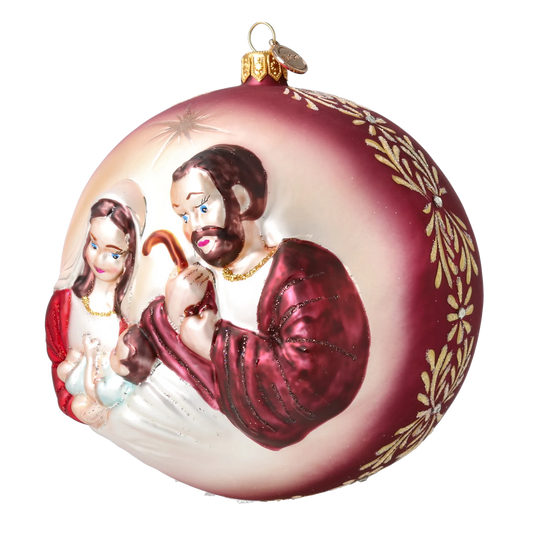 Sacred Crimson Nativity Premium christmas glass ornament 2024-042