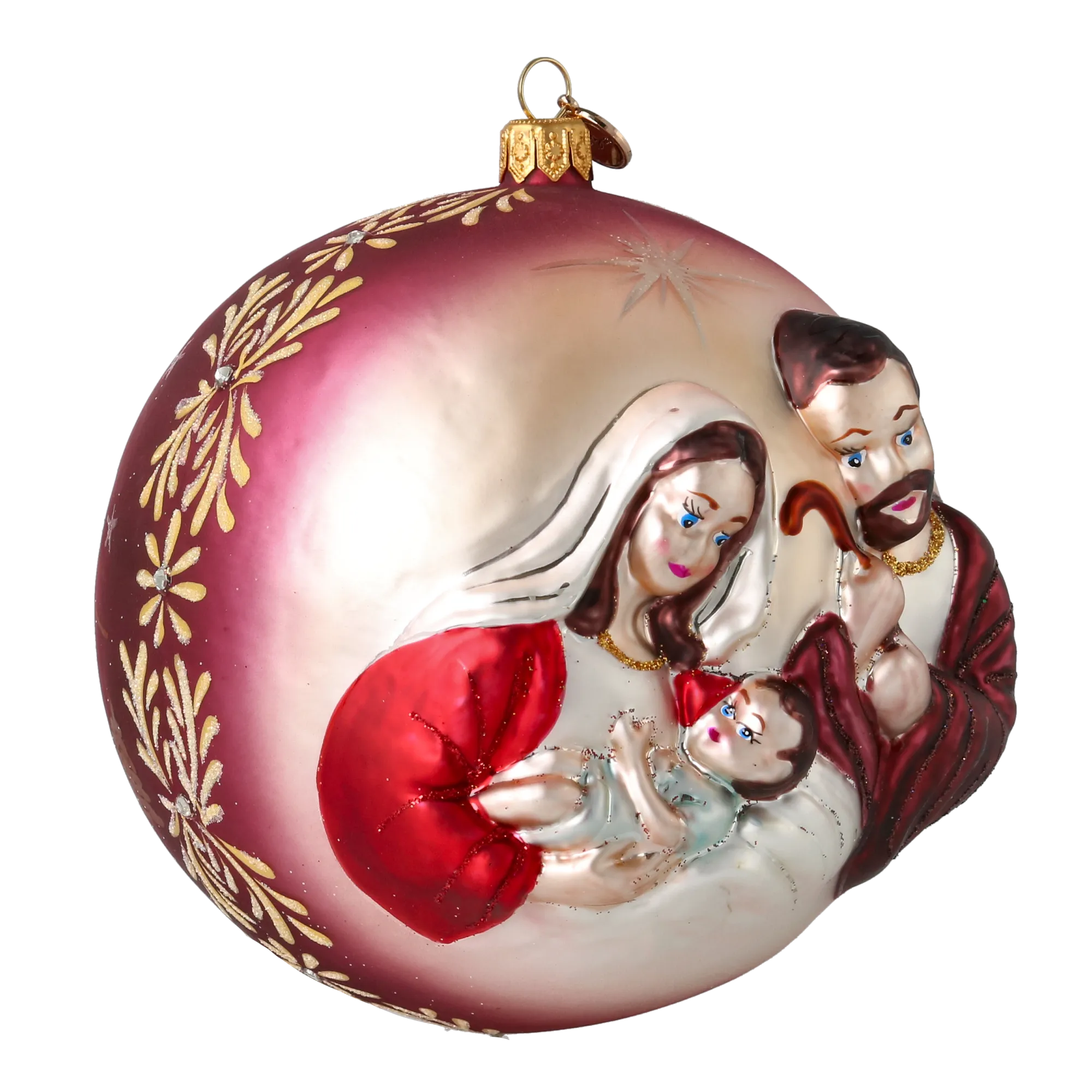 Sacred Crimson Nativity Premium christmas glass ornament 2024-042