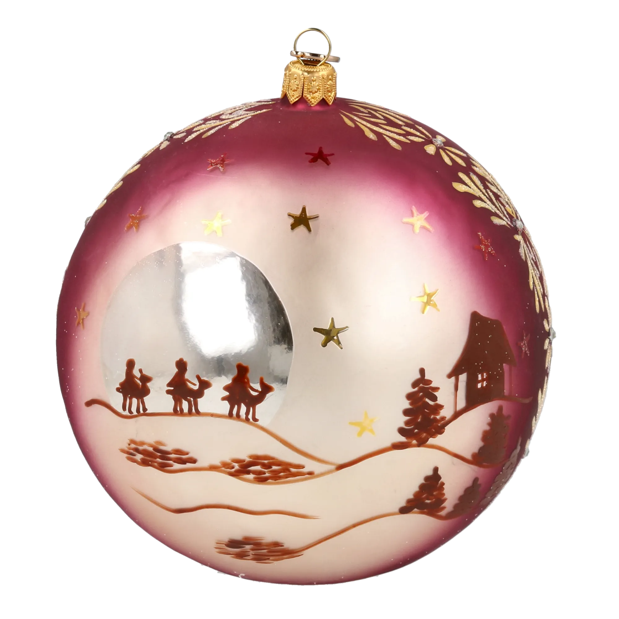 Sacred Crimson Nativity Premium christmas glass ornament 2024-042