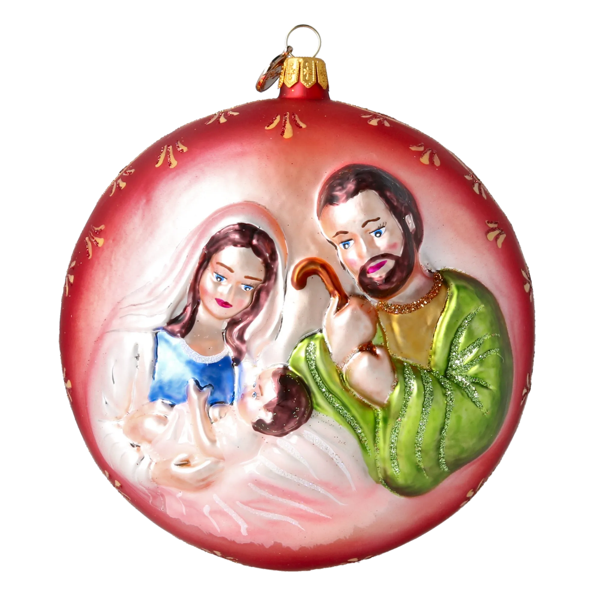 Crimson Holy Family Premium christmas glass ornament 2024-043
