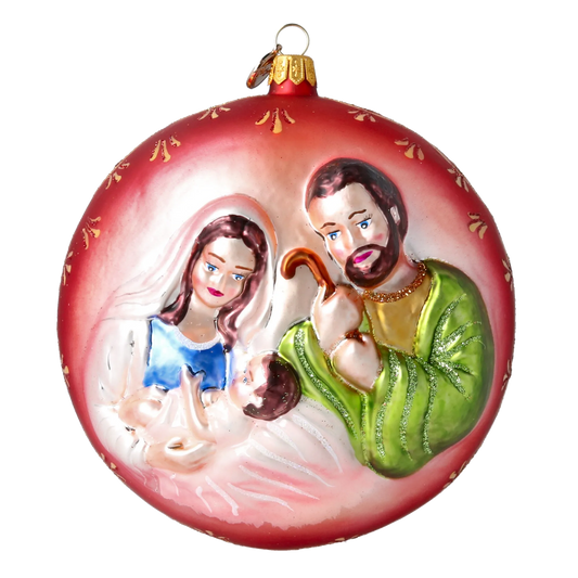 Crimson Holy Family Premium christmas glass ornament 2024-043