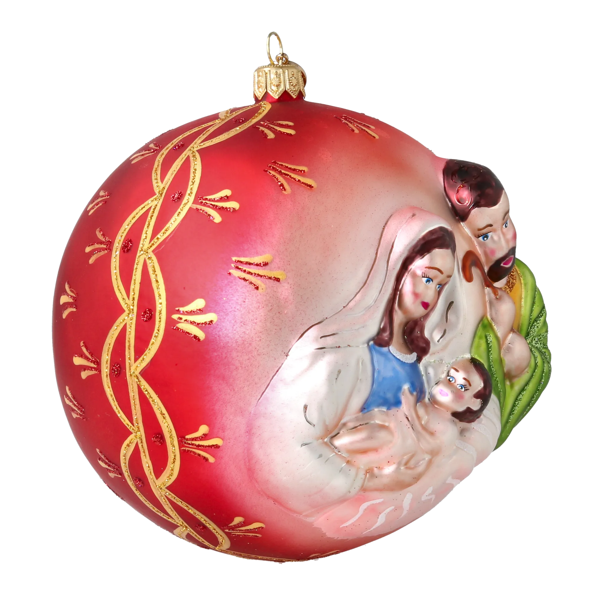 Crimson Holy Family Premium christmas glass ornament 2024-043