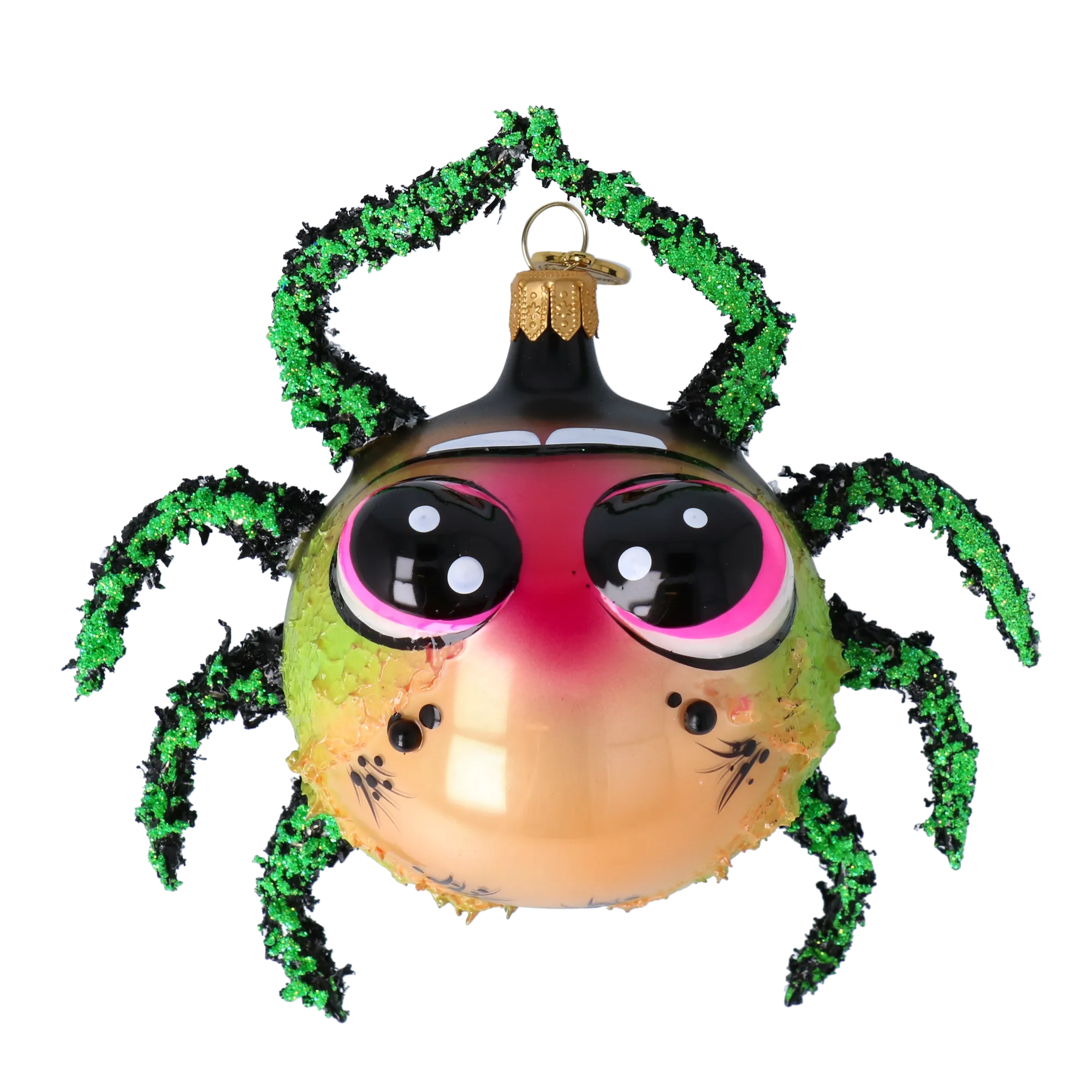 Spider Cute Fear for Halloween. Handmade Glass Christmas ornament. 2024-054