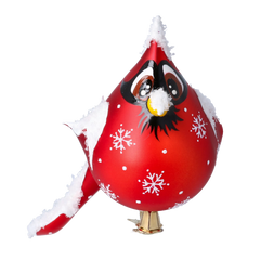 Cardinal in the Snow with Snowflakes