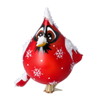 Solitary Scarlet Herald | Hand-Painted Glass Ornament | Blubom 2024-056