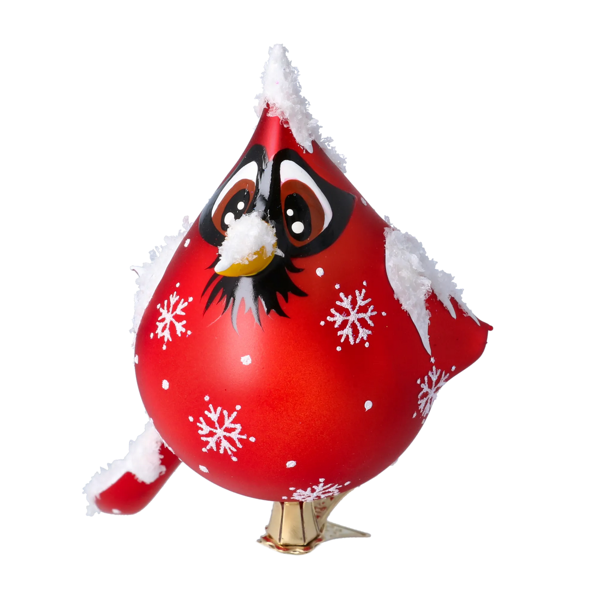 Solitary Scarlet Herald | Hand-Painted Glass Ornament | Blubom 2024-056