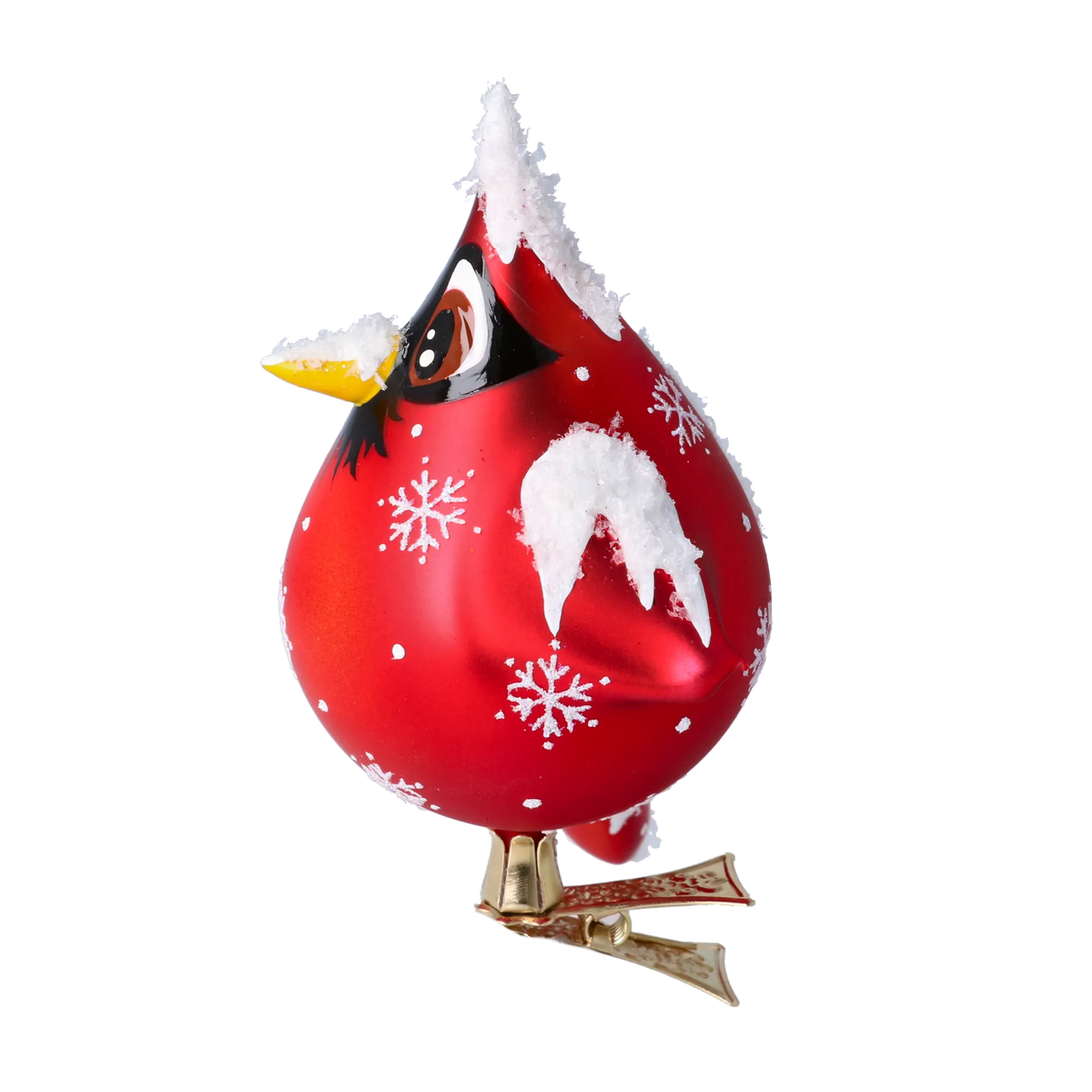 Solitary Scarlet Herald | Hand-Painted Glass Ornament | Blubom 2024-056