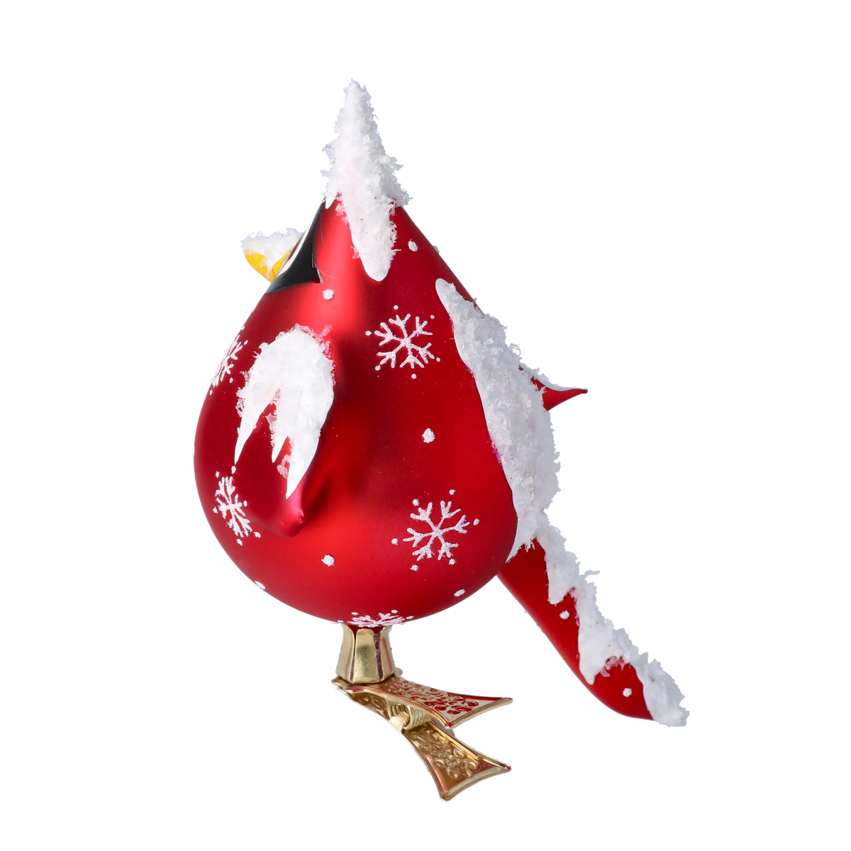 Solitary Scarlet Herald | Hand-Painted Glass Ornament | Blubom 2024-056