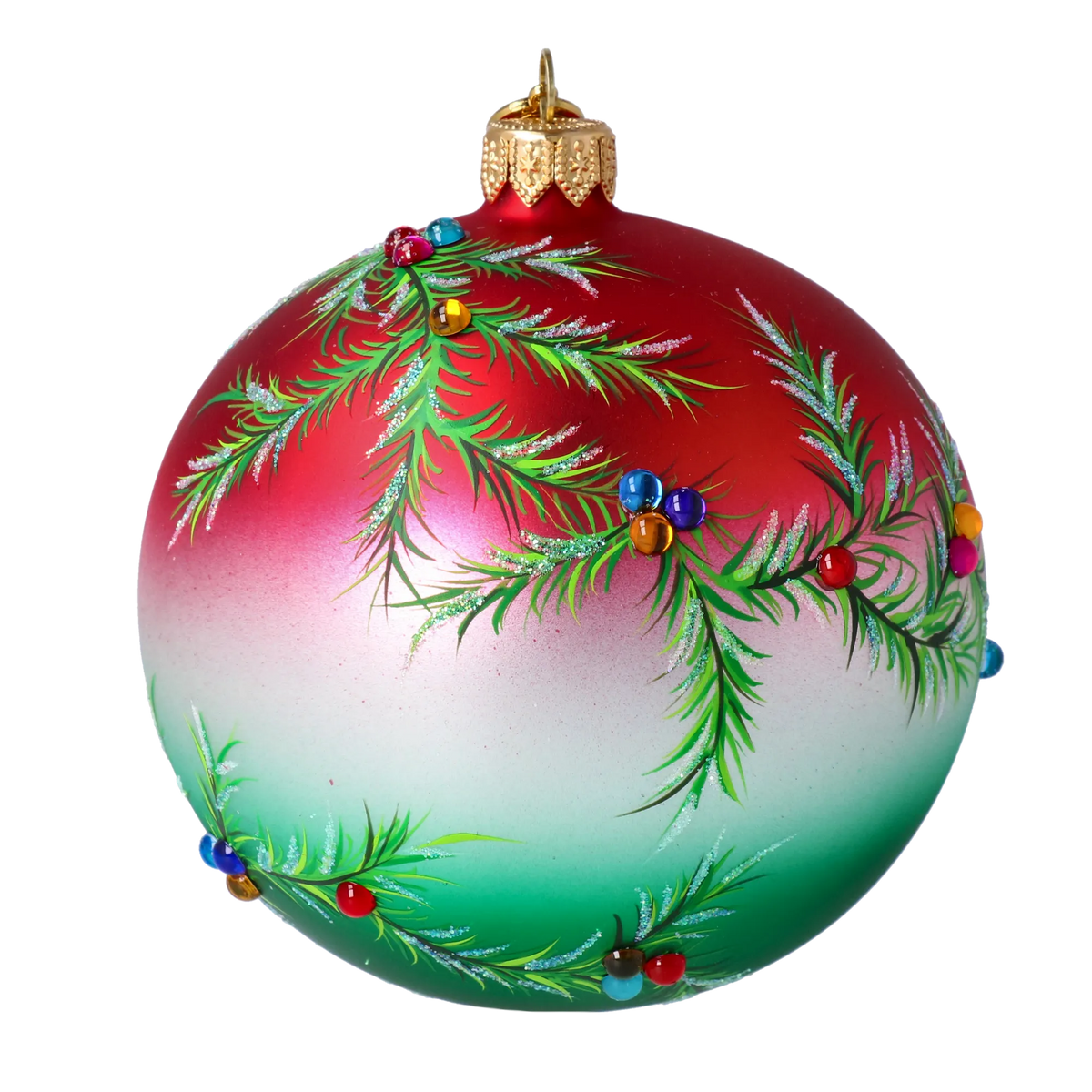 Verdant Ember Mist | Hand-Painted Glass Ornament | Blubom 2024-058