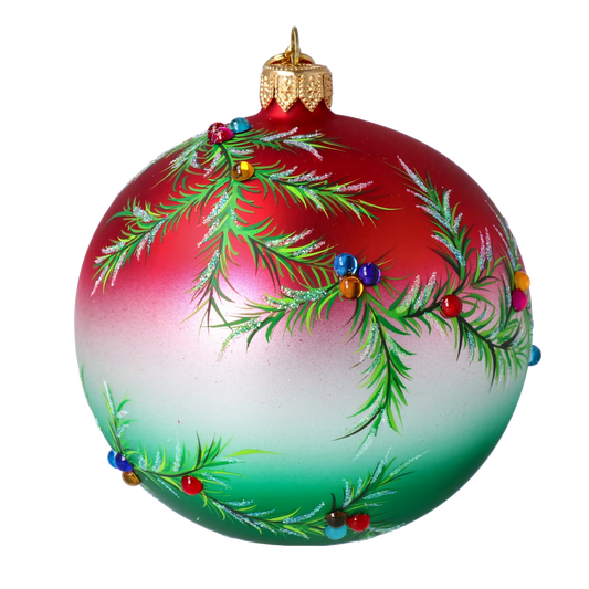 Christmas Joy Bomb. Handmade Glass Christmas ornament. 2024-058