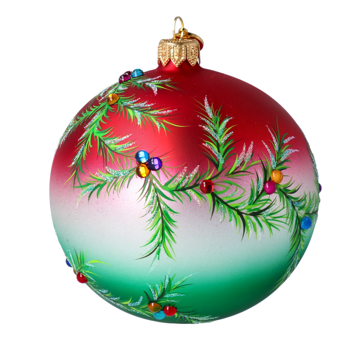 Verdant Ember Mist | Hand-Painted Glass Ornament | Blubom 2024-058