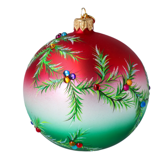 Christmas Joy Bomb. Handmade Glass Christmas ornament. 2024-058