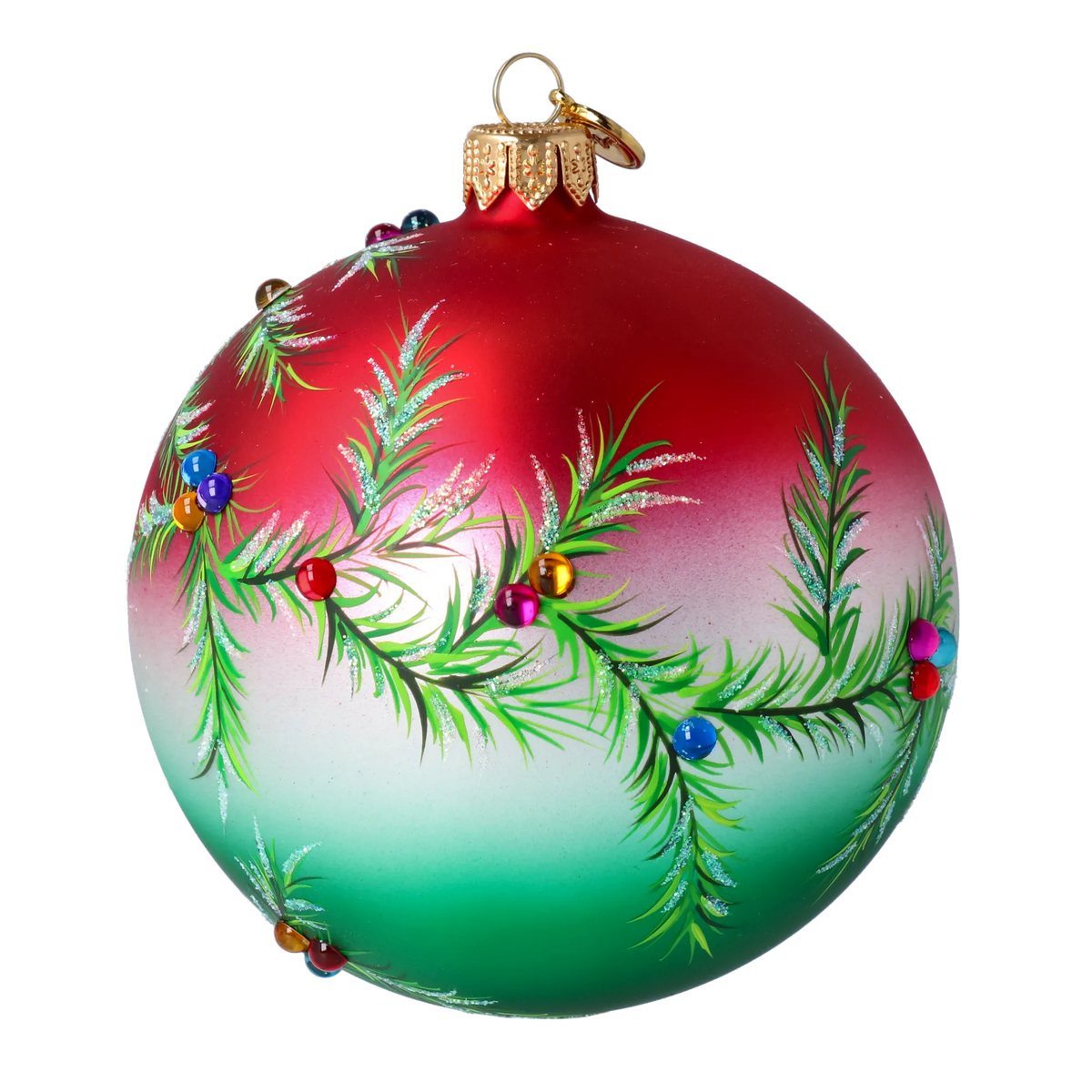 Verdant Ember Mist | Hand-Painted Glass Ornament | Blubom 2024-058