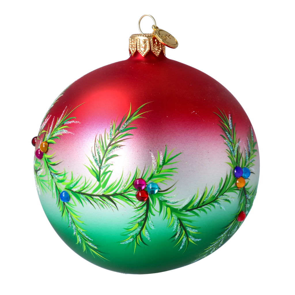 Verdant Ember Mist | Hand-Painted Glass Ornament | Blubom 2024-058