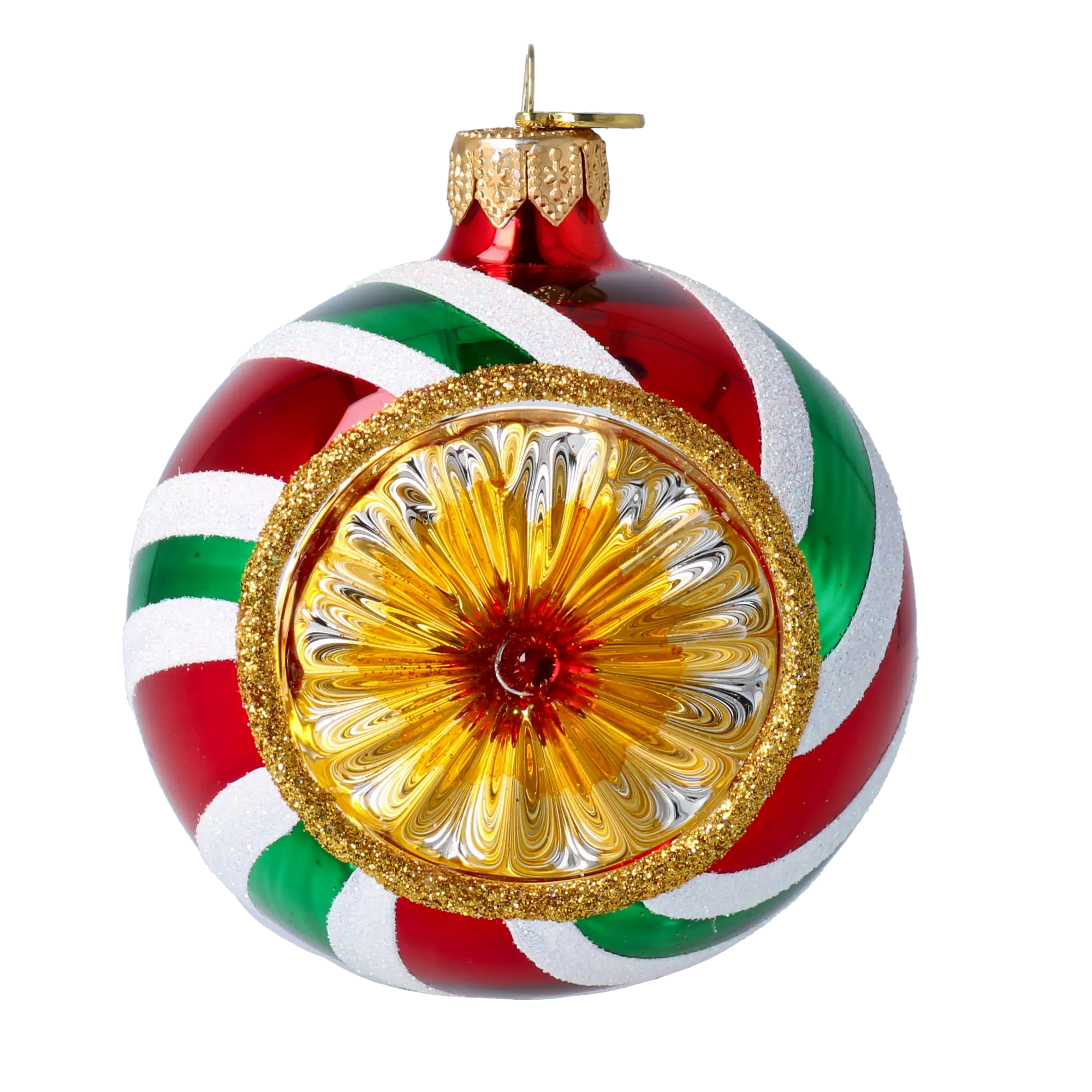 Lollipop with Spotlight. Handmade Glass Christmas ornament. 2024-067