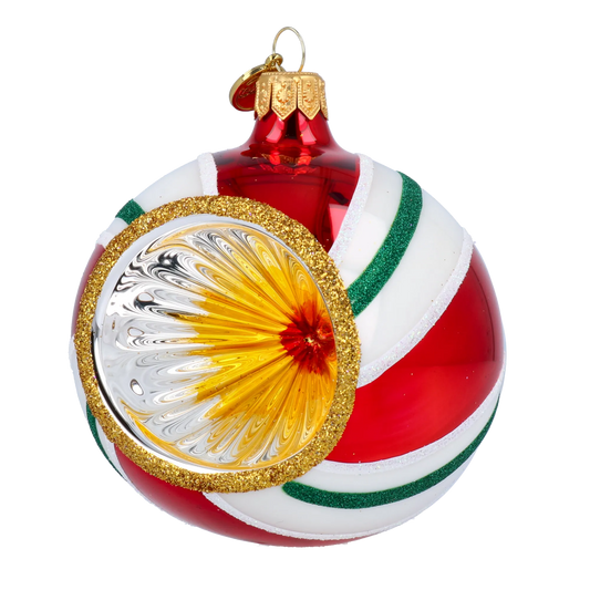 Candy Lollipop with Spotlight. Handmade Glass Christmas ornament. 2024-068