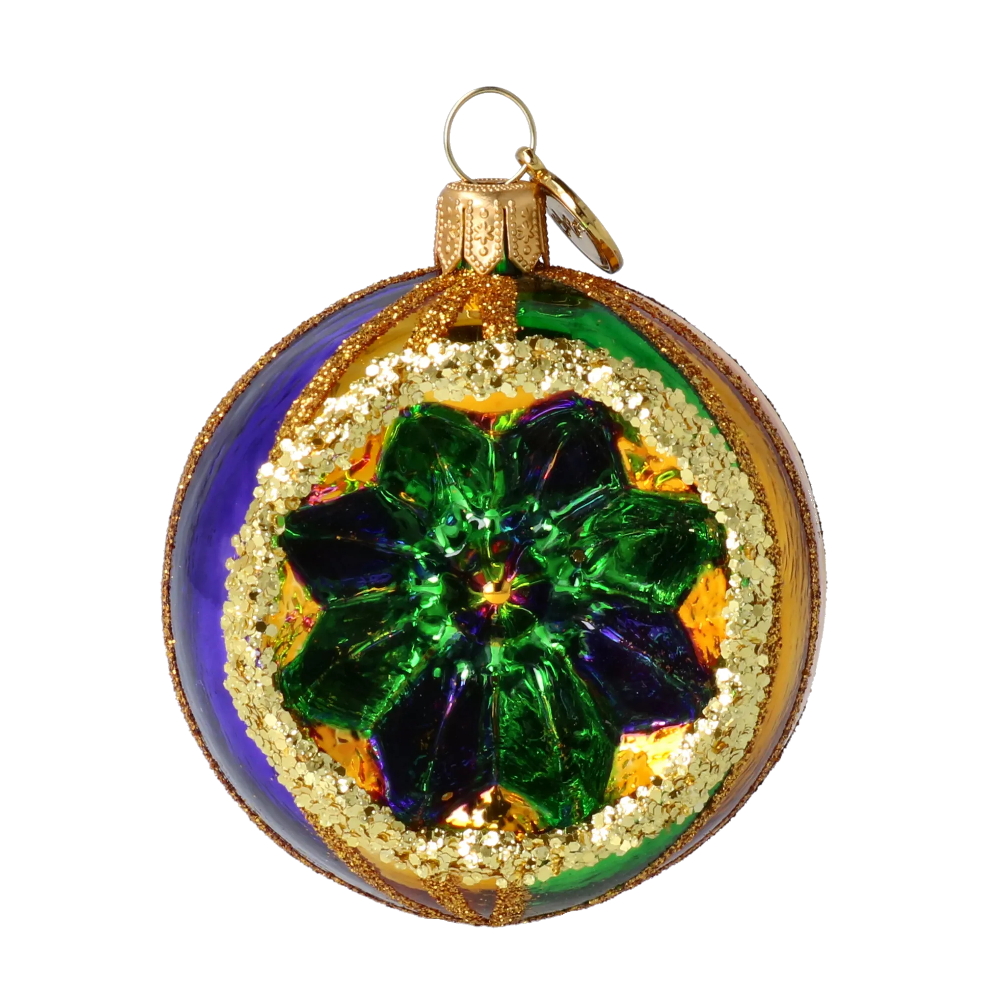 Golden Emerald Star Reflector Premium christmas glass ornament 2024-069