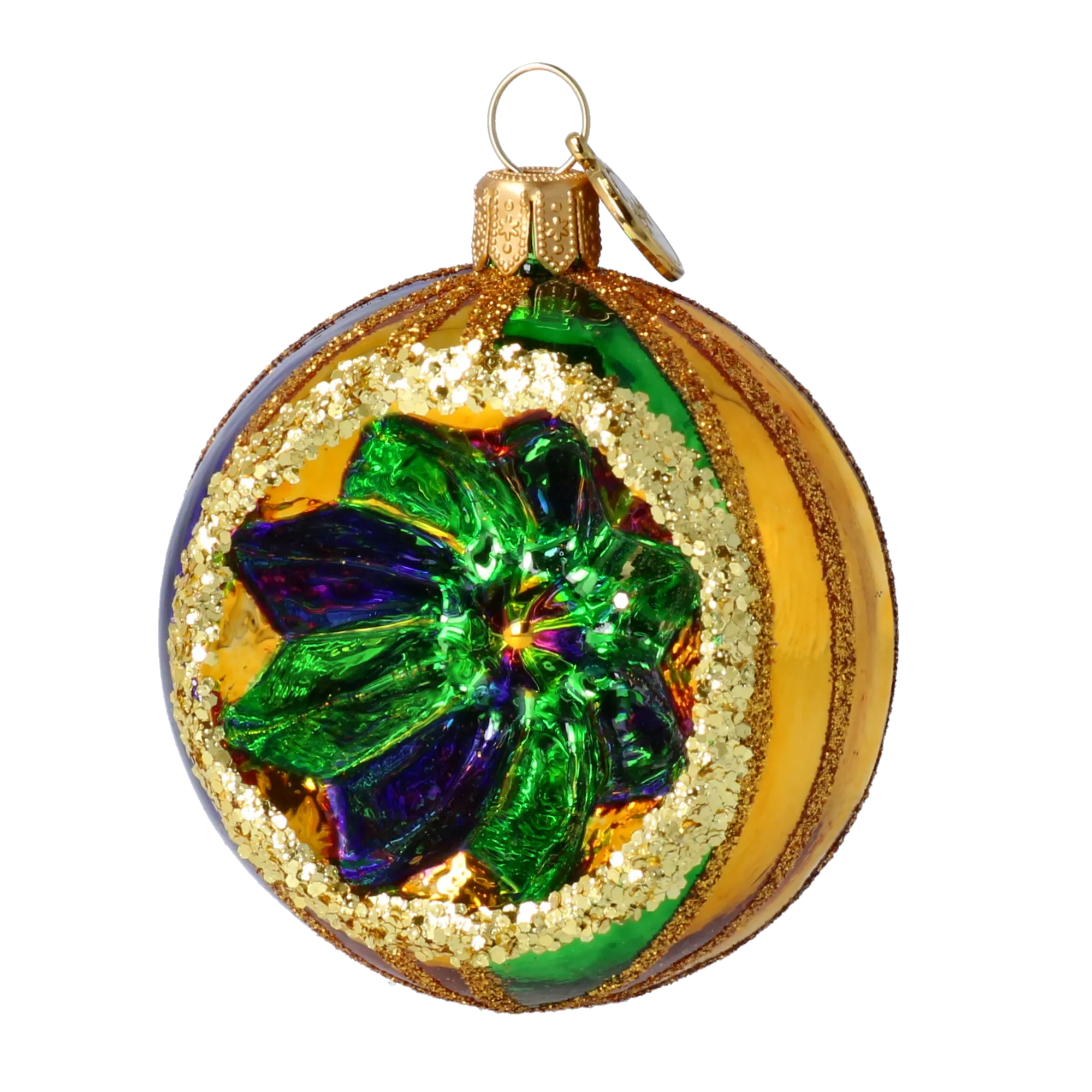Golden Emerald Star Reflector Premium christmas glass ornament 2024-069