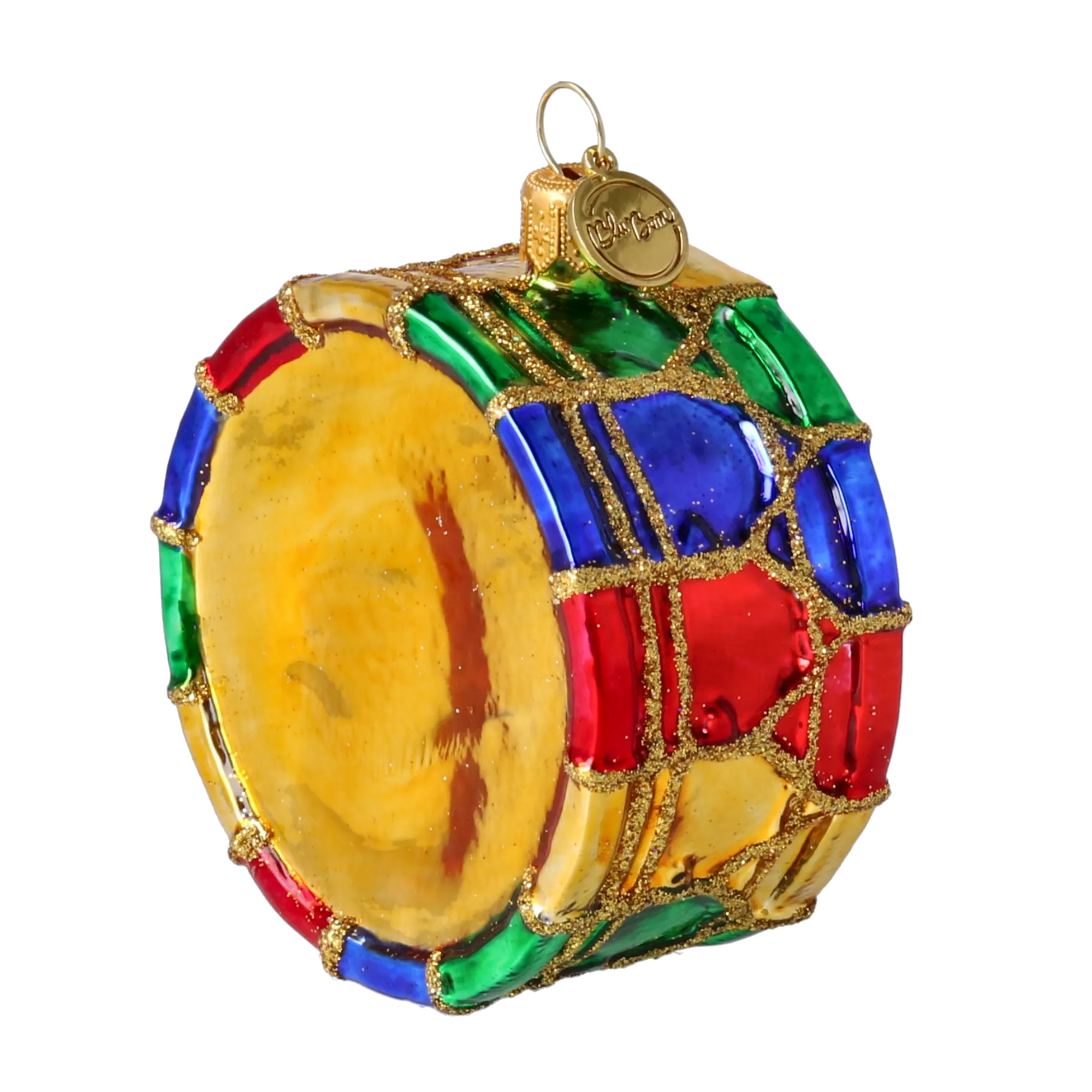 Golden Festive Drum Premium christmas glass ornament 2024-076
