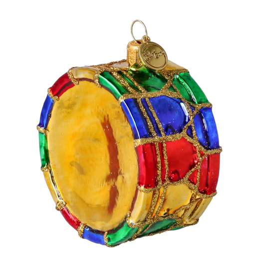 Golden Festive Drum Premium christmas glass ornament 2024-076