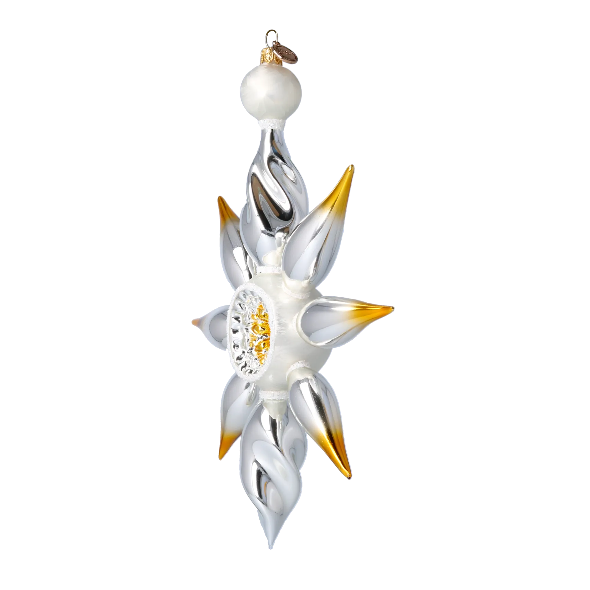 Silvered Amber Zenith | Hand-Painted Glass Ornament | Blubom 2024-082