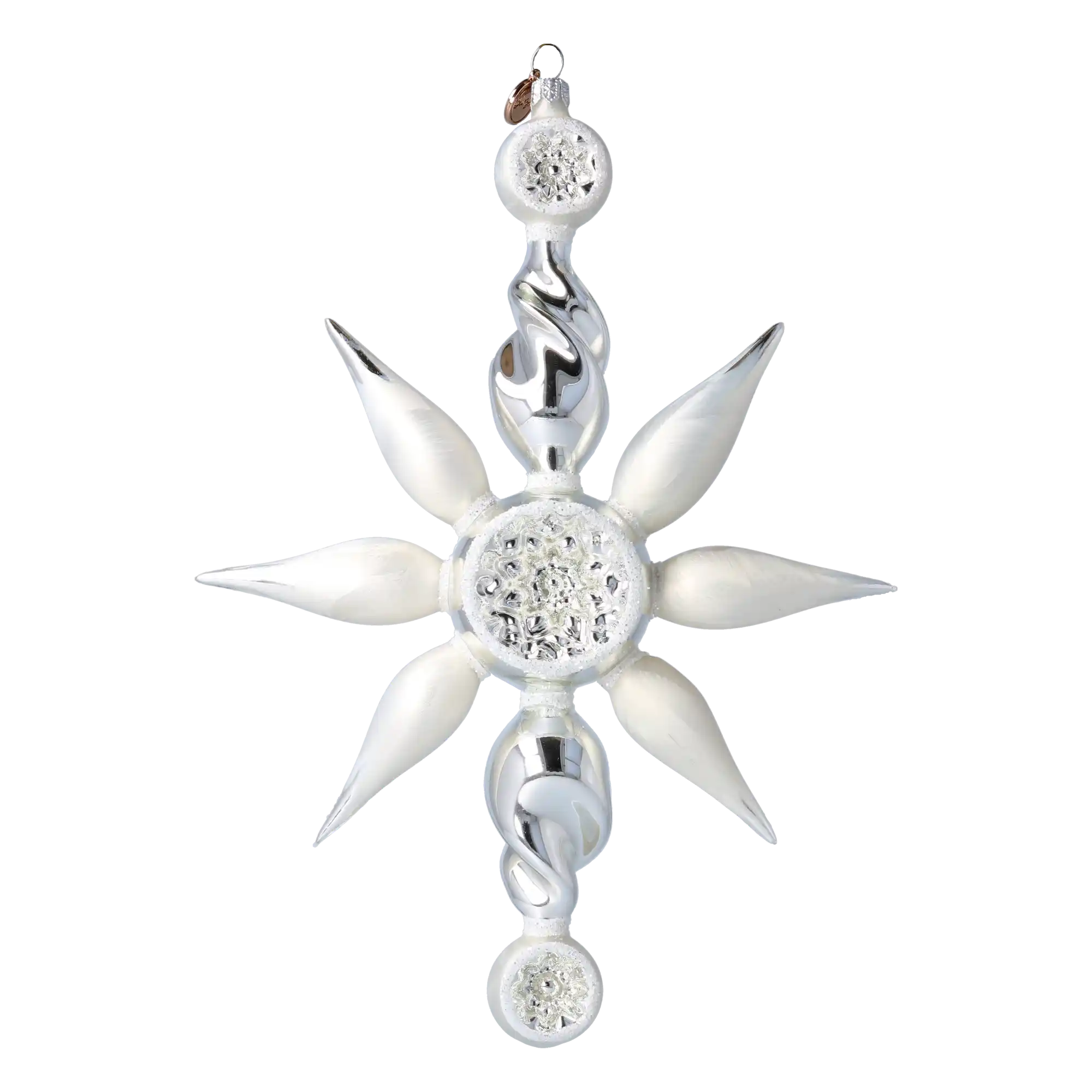 Arctic Starburst  Glass Christmas ornament Star free blowing