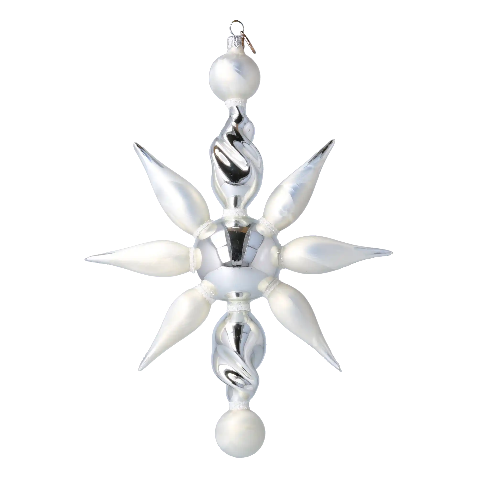 Arctic Starburst  Glass Christmas ornament Star free blowing
